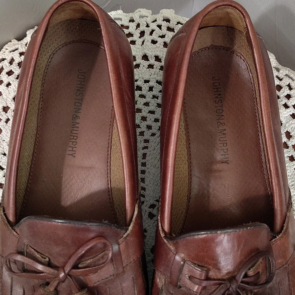 Johnston & Murphy Mens Slip On Brown Loafer Size 9.5 Weave Toe